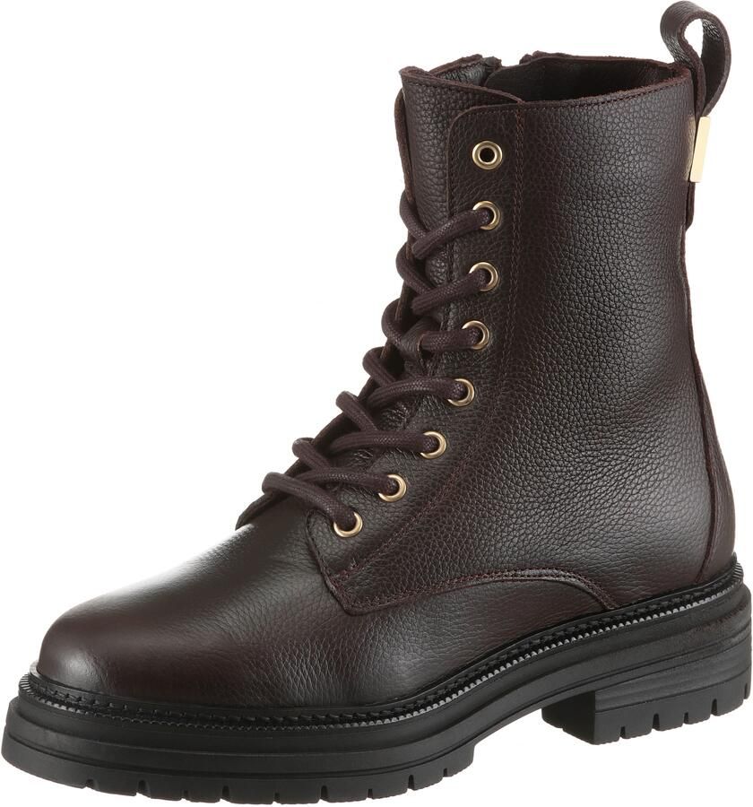 Tommy Hilfiger Veterschoenen TH PLAQUE PEBBLE LACE BOOT WARM blokhak veterenkellaars met th-sier element op de hiel - Foto 6