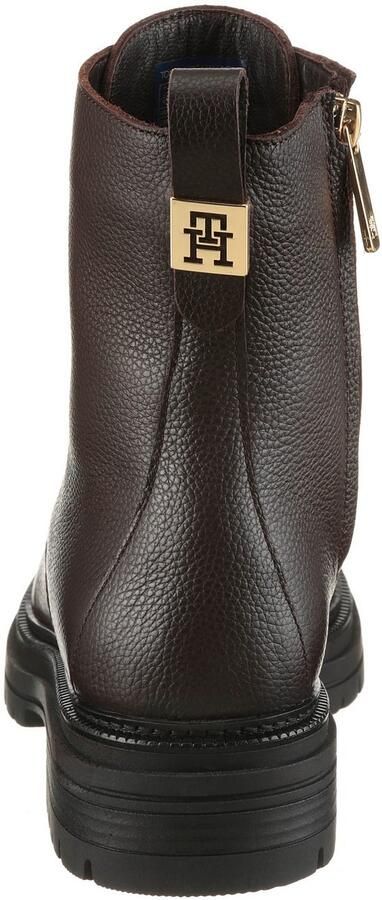 Tommy Hilfiger Veterschoenen TH PLAQUE PEBBLE LACE BOOT WARM blokhak veterenkellaars met th-sier element op de hiel - Foto 2