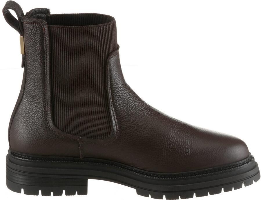 Tommy Hilfiger Winterlaarzen TH PLAQUE PEBBLE CHELSEA WARM chelseaboots instaplaarzen enkellaars met praktische aantreklus
