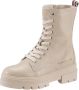 Bruin Tinten Monochromatic Lace Up Boot Veterboots Laarzen Met Veters Dames Beige - Thumbnail 4