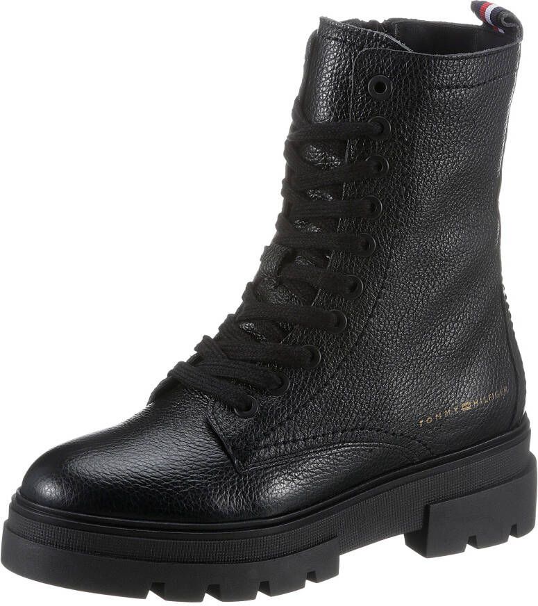 Tommy Hilfiger Veterlaarsjes MONOCHROMATIC LACE UP BOOT met logoprint opzij