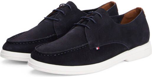 Tommy Hilfiger Veterschoenen SUEDE MOC T DERBY veterschoen halfhoge schoen zakelijke schoen met mocassin-naad