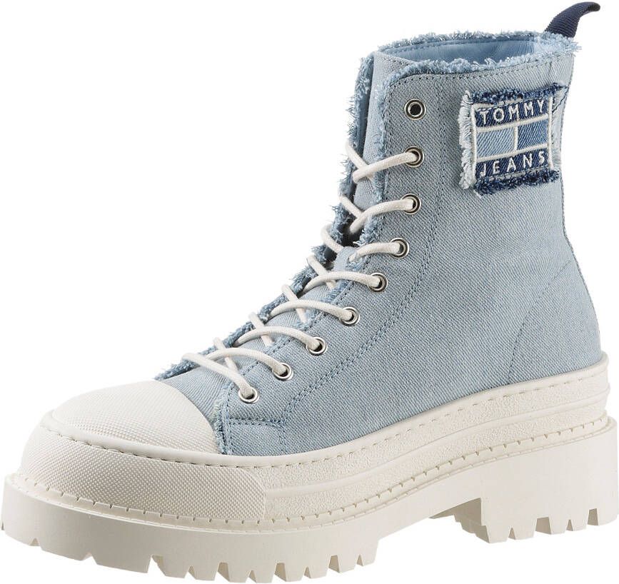 Tommy Jeans Veterboots met labelpatch model 'FOXING DENIM'