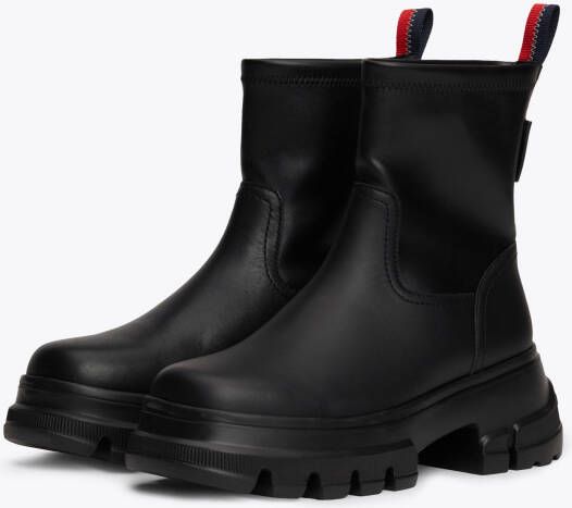 TOMMY JEANS Laarsjes TJW CHUNKY CHELSEA BOOT MIX MAT blokhak plateau instap laarzen combat-boots met label
