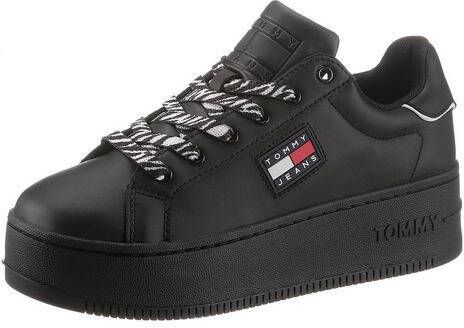 TOMMY JEANS NU 21% KORTING Plateausneakers FLATFORM WILD ANIMAL CUPSOLE met veters in zebra look