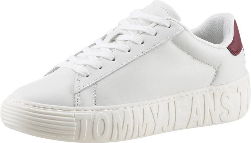 TOMMY JEANS Plateausneakers TJW NEW CUPSOLE LEATH LC met contrastafwerking op de hiel vrijetijdsschoen halfhoge schoen veterschoen - Foto 1