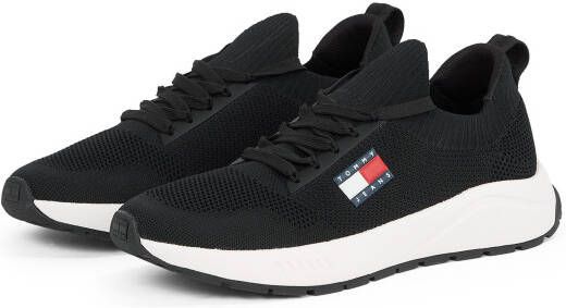 TOMMY JEANS Slip-on sneakers TJM RUNNER KNTITTED vrijetijdsschoen lage schoen slipper met aangebrachte veters