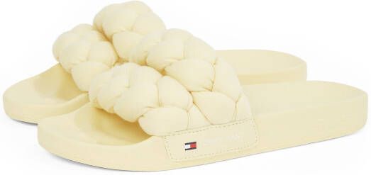 TOMMY JEANS Slippers TJW BRAIDED SLIDE zomerschoen flats instapschoen gevlochten gewatteerde bandage