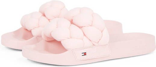 TOMMY JEANS Slippers TJW BRAIDED SLIDE zomerschoen flats instapschoen gevlochten gewatteerde bandage