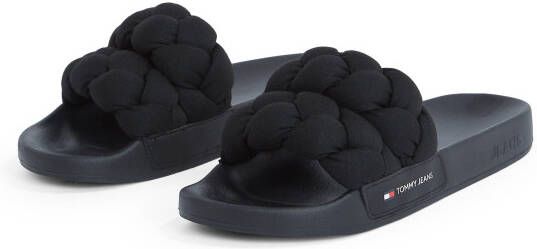 TOMMY JEANS Slippers TJW BRAIDED SLIDE zomerschoen flats instapschoen gevlochten gewatteerde bandage