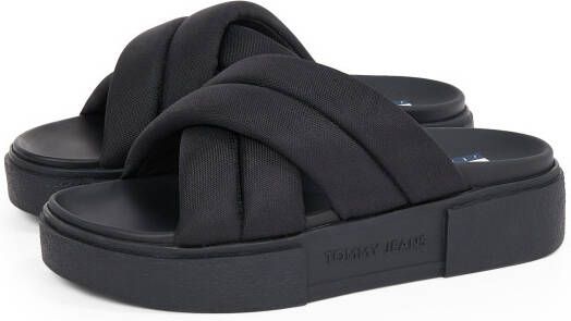 TOMMY JEANS Slippers TJW FLATFORM SANDAL plateau zomerschoen instapschoen met gewatteerde bandages