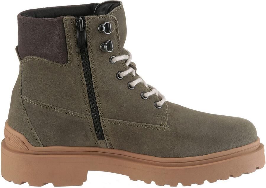 TOMMY JEANS Veterschoenen TJM LACE UP BOOT SUEDE blokhak outdoorboots met ogen in bergbeklimmerslook