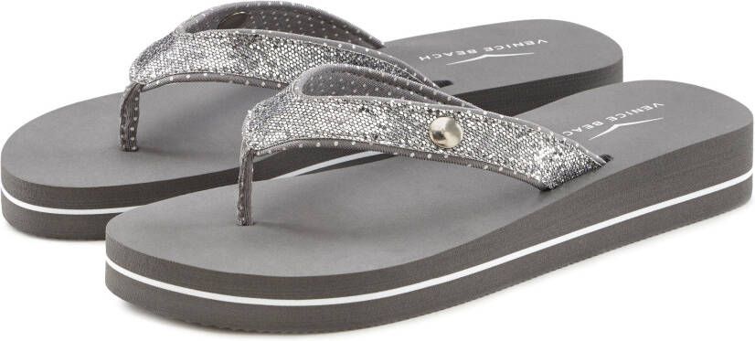 Venice Beach Badslippers Sandaal pantoletten badschoenen ultralicht met glitterband VEGAN