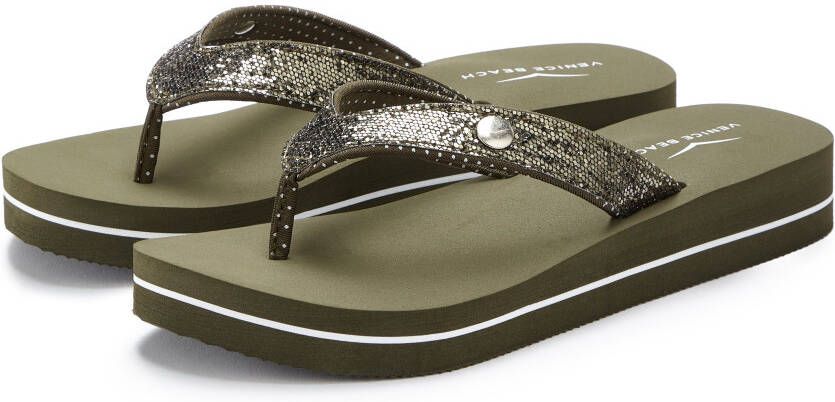 Venice Beach Badslippers Sandaal pantoletten badschoenen ultralicht met glitterband VEGAN