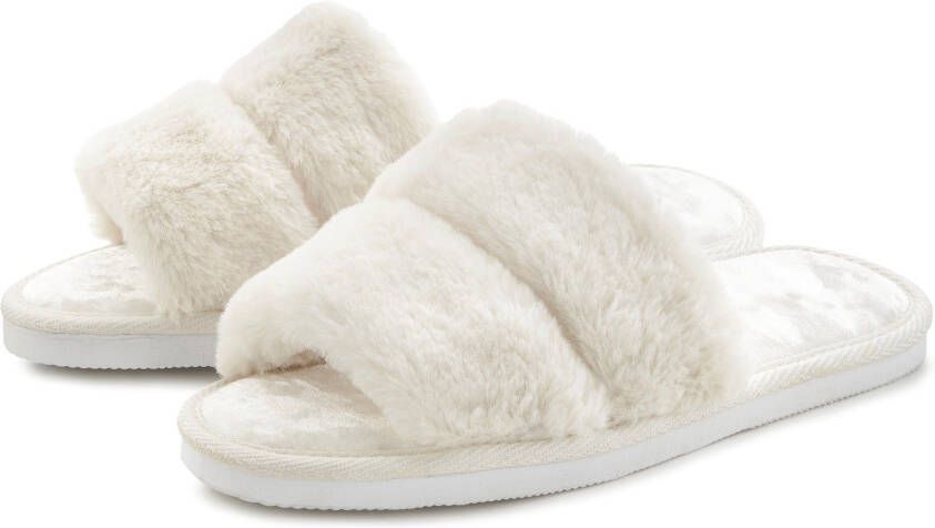 Vivance Slippers Pantoffel pluche pantoffels mule open schoen