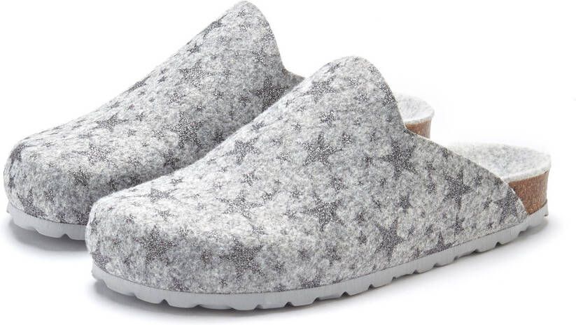 Vivance Slippers Pantoffel klomp pantoffel van vilt met verwarmend kurken voetbed & sterrenprint