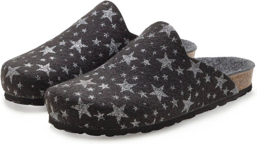 Vivance Slippers Pantoffel klomp pantoffel van vilt met verwarmend kurken voetbed & sterrenprint