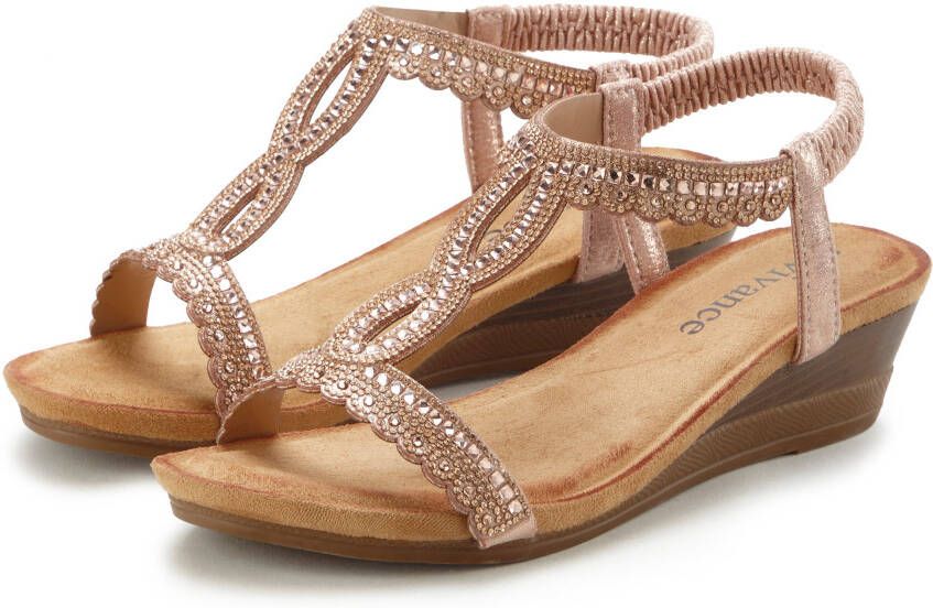 Vivance Sandaaltjes Zomerschoen Sandaal zomerschoen met glinsterdetails en elastische bandjes VEGAN