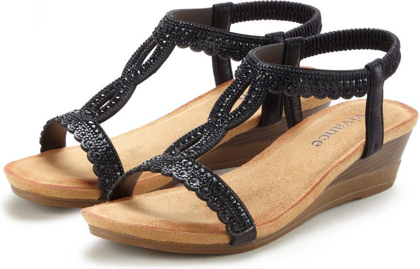 Vivance Sandaaltjes Zomerschoen Sandaal zomerschoen met glinsterdetails en elastische bandjes VEGAN