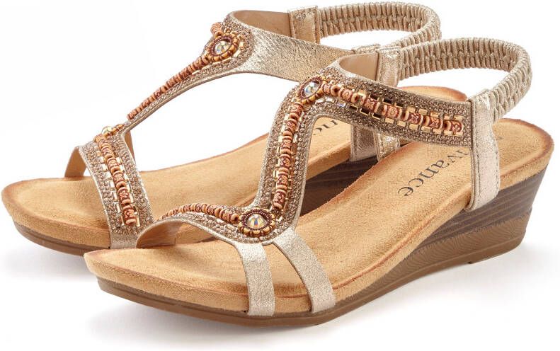 Vivance Sandaaltjes Zomerschoen Sandaal zomerschoen met glinsterdetails en elastische bandjes VEGAN