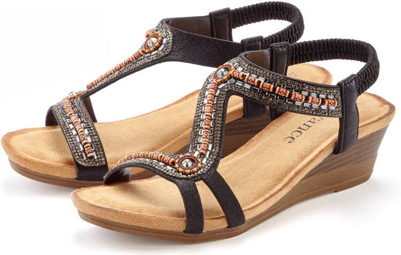 Vivance Sandaaltjes Zomerschoen Sandaal zomerschoen met glinsterdetails en elastische bandjes VEGAN