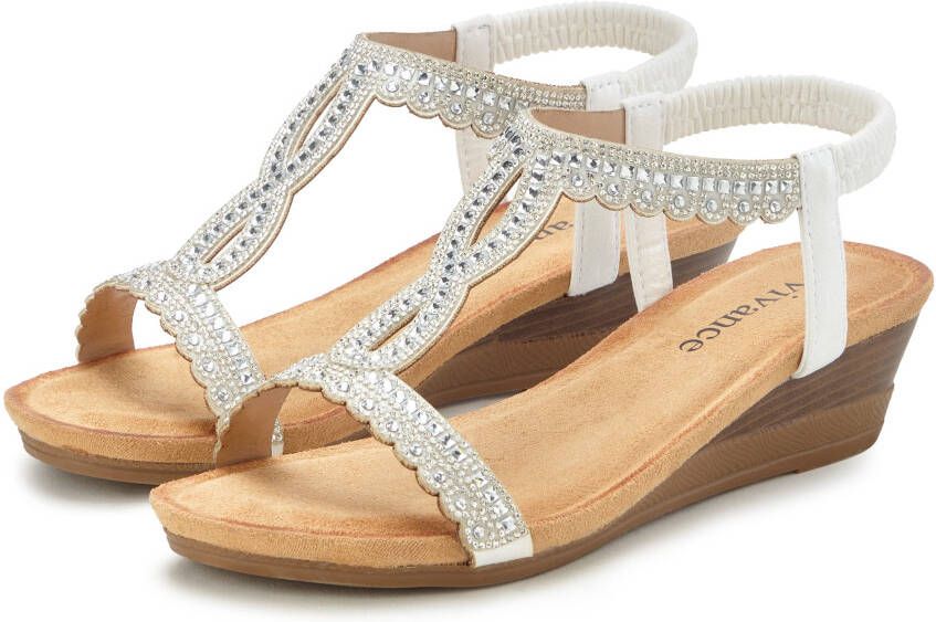 Vivance Sandaaltjes Zomerschoen Sandaal zomerschoen met glinsterdetails en elastische bandjes VEGAN
