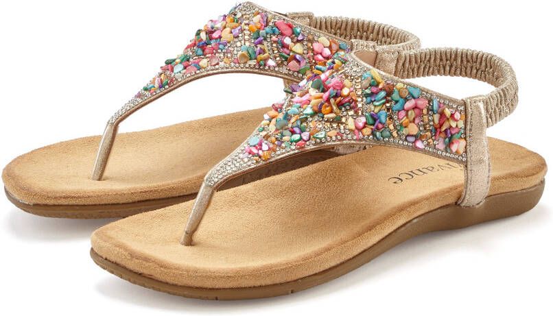 Vivance Sandalen Zomerschoen Tussenstuk sandaal met sierstenen VEGAN