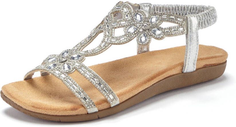Vivance Sandalen Zomerschoen Sandalette zomerschoen met elastische banden & glittersteentjes VEGAN