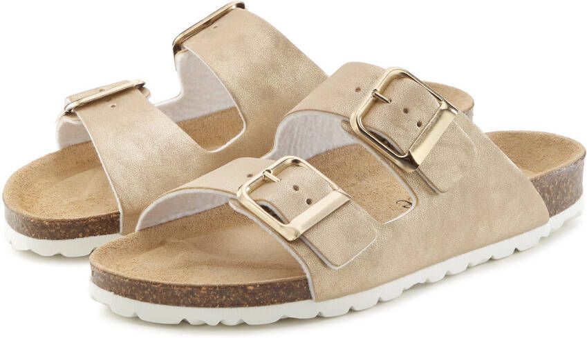 Vivance Slippers Mule Sandalen open schoen Mule sandaal open schoen met zachte binnenzool en kurkvoetbed