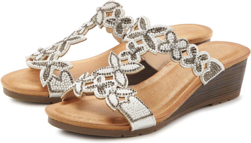 Vivance Slippers Mule zomerschoen sandaal met sleehak en modieuze glinsterende details