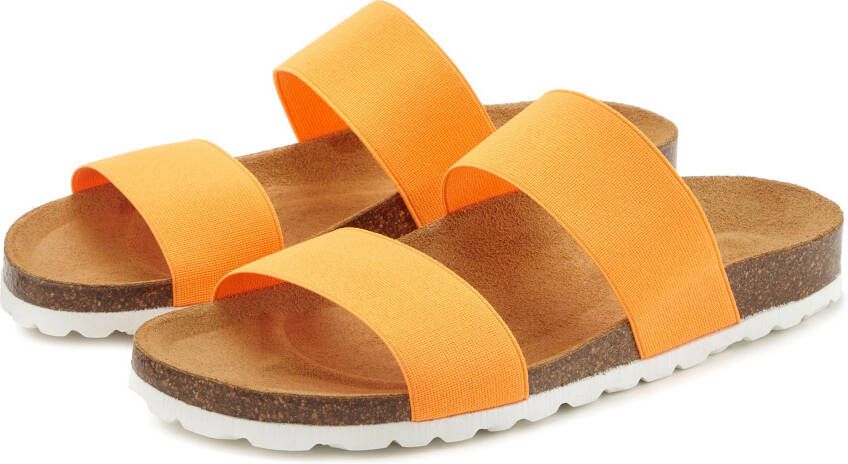 Vivance Slippers Sandaal mule open schoen comfortabel kurken voetbed elastische bandjes