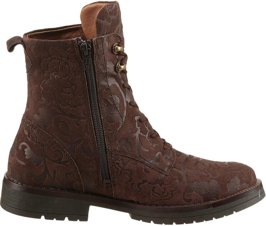 Waldläufer Veterlaarsjes G-RAVINA Veterboots blokhak in bloemmotief comfortwijdte G (=wijd)