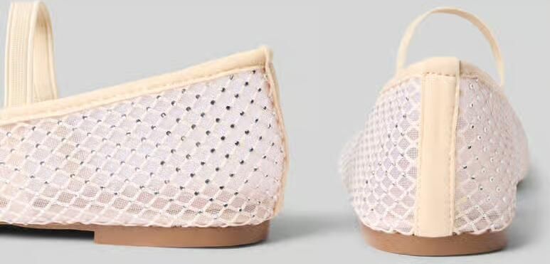 Bianco Ballerina's met strass-steentjes en riempje - Foto 2