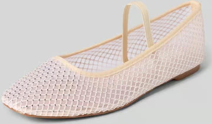 Bianco Ballerina's met strass-steentjes en riempje