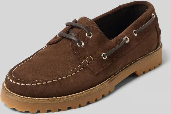 Bianco Loafers van echt leer in velourslook