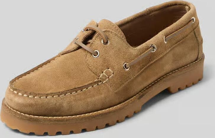 Bianco Loafers van echt leer in velourslook