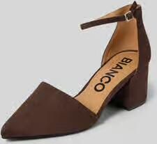 Bianco Pumps in leerlook met gespsluiting