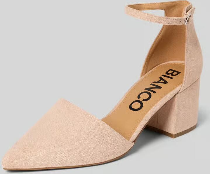 Bianco Pumps in leerlook met gespsluiting