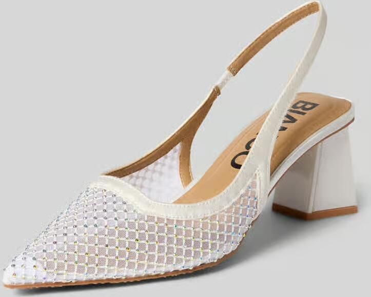 Bianco Pumps met siersteentjes en blokhak