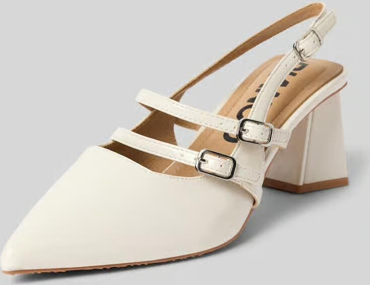 Bianco Puntige pumps met blokhak model 'MARALYN'