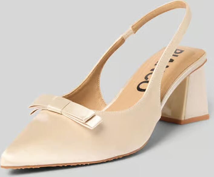 Bianco Slingbackpumps met strik en blokhak