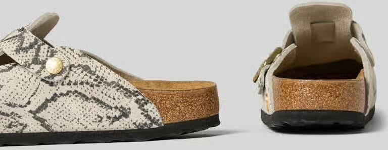 Birkenstock Klompen Boston Rivet Logo Suede Narrow Snake Oyster - Foto 7