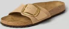 Birkenstock Instappers van echt leer van nubuckleer met logodetail
