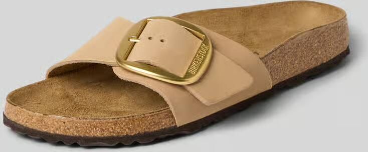 Birkenstock Instappers van echt leer van nubuckleer met logodetail