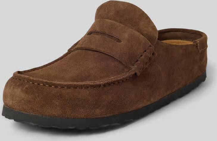 Birkenstock Slippers van leer met geprofileerde zool model 'Naples Wrapped' - Foto 16