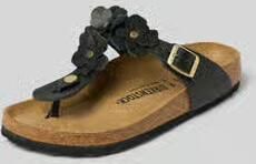 Birkenstock Teenslippers van echt leer model 'GIZEH FLOWER EMBELLISHMEN'
