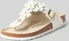 Birkenstock Teenslippers van leer met florale applicaties model 'GIZEH'