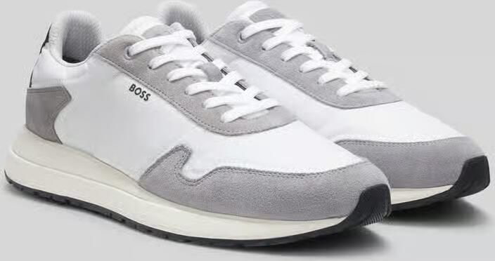 Hugo Boss schoenen BOSS Black wit sneakers met grijze leren afwerking - Foto 3