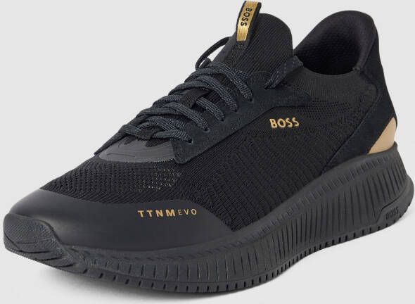 Boss Gebreid Bovenwerk Sock-Sneakers met Visgraat Zool Black Heren - Foto 9