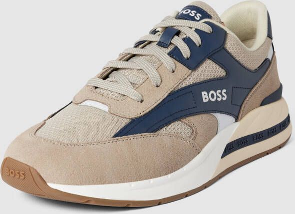 Boss Sneakers van leermix met labeldetails model 'Kurt'